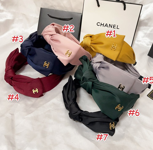 Women's Wide Knotted Headband with Gold Accent – 7 Colors