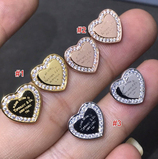 Crystal Halo Heart Stud Earrings