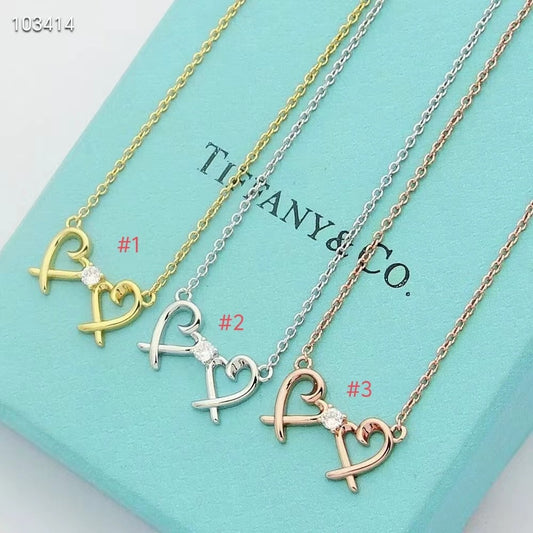 Double Heart Jewelry Collection – Necklace & Stud Earrings | 3 Colors