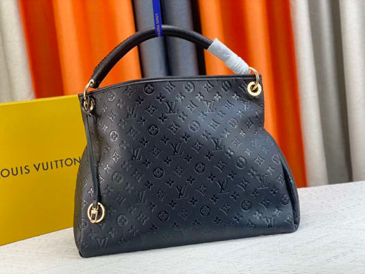 Black Embossed Monogram Hobo Handbag – Gold-Tone Hardware