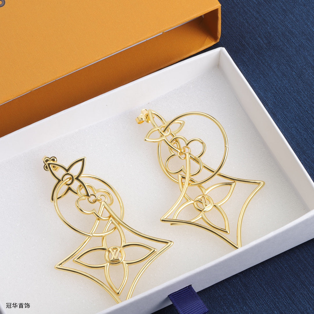 L Earrings Silver, Rose gold, Gold