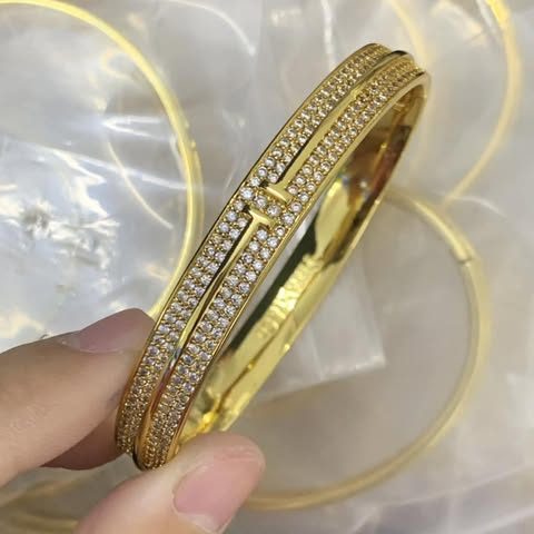 Double Row Pavé Crystal Bangle Bracelet – Gold, Silver & Rose Gold