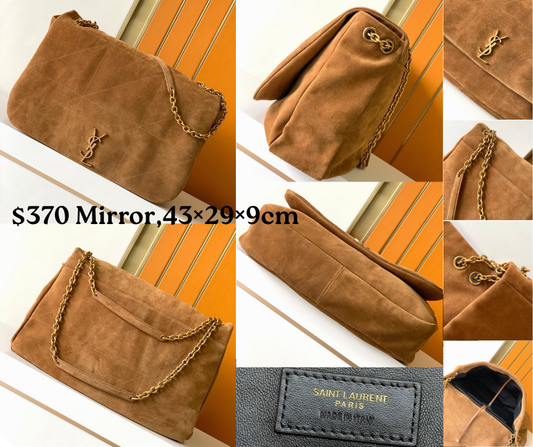 Caramel Brown Quilted Suede-Look Shoulder Bag – Gold-Tone Chain