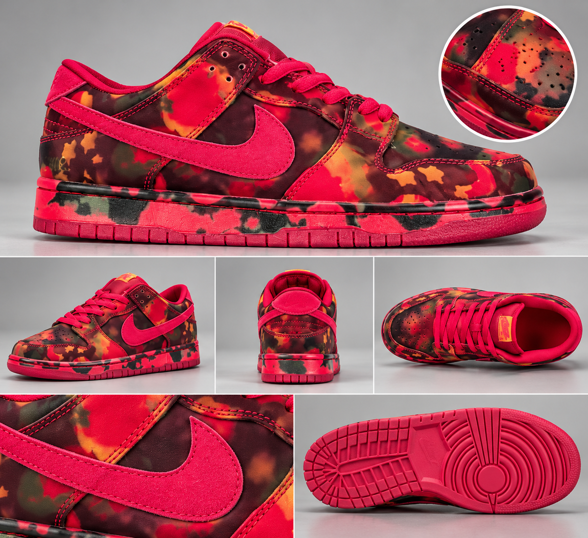 Low Style Red & Pink Camo Sneakers – Multicolor Streetwear Shoes
