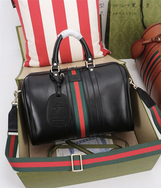 Classic Web Stripe Barrel Satchel Handbag