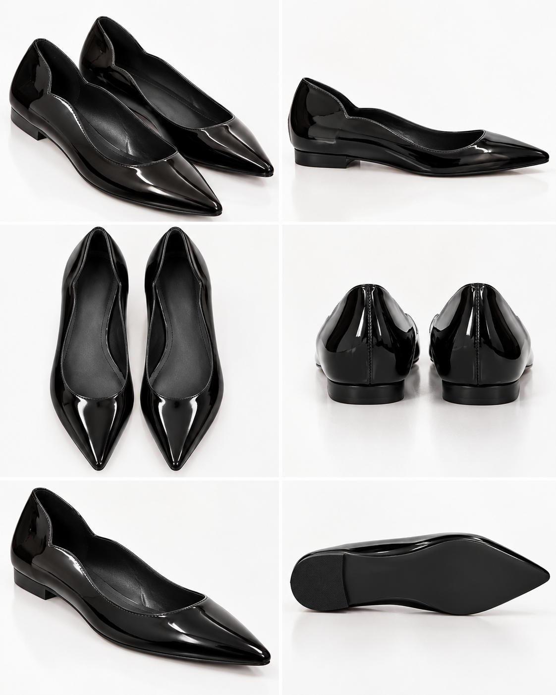 Black Patent Leather Pointed Toe D'Orsay Ballet