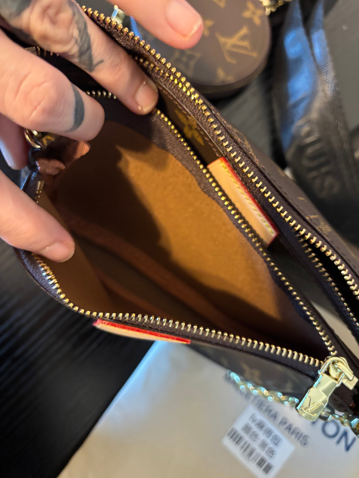 Monogram Triple-Zip Crossbody Bag with Matching Coin Pouch – Ready to Ship