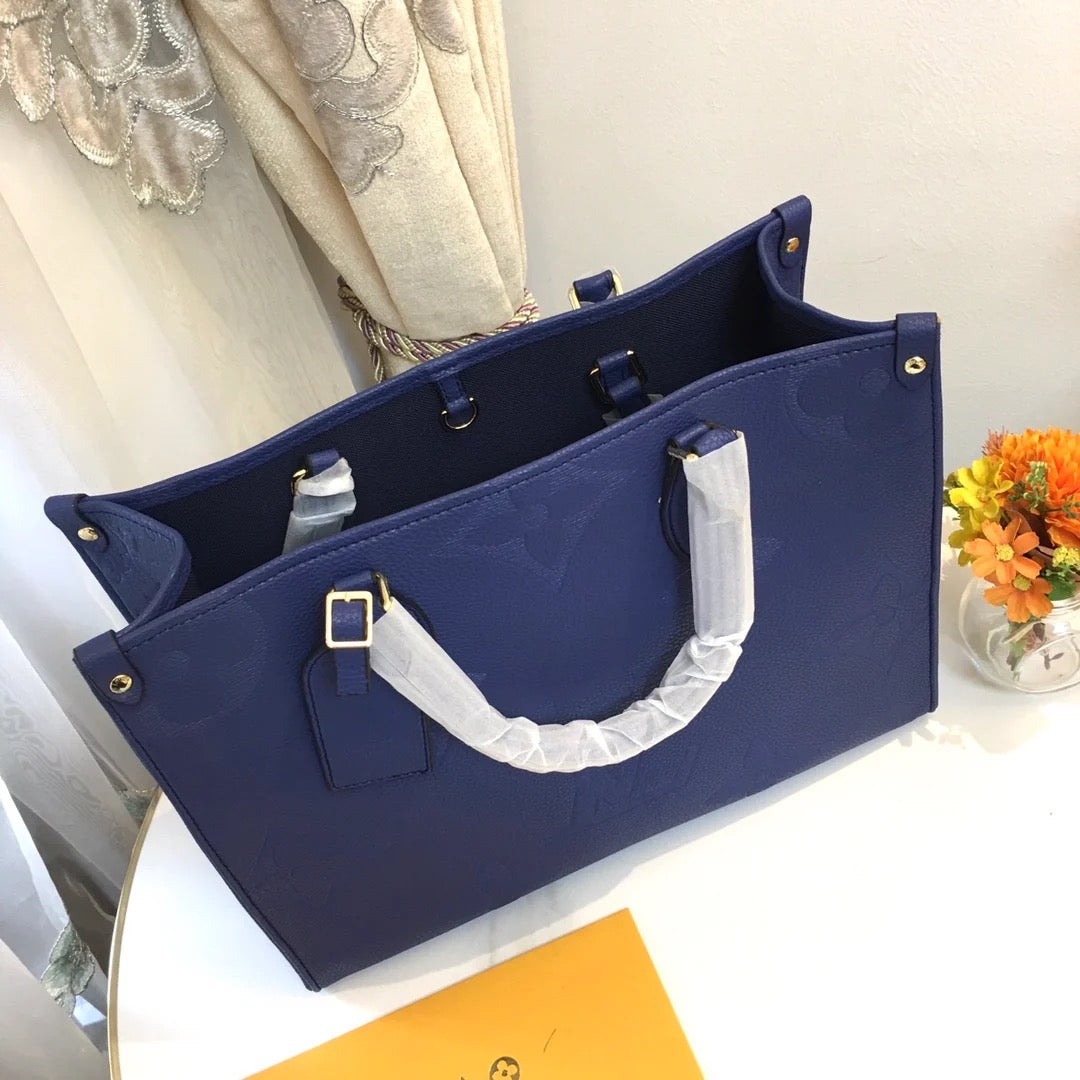 Embossed Monogram Structured Tote Bag- 4 colors
