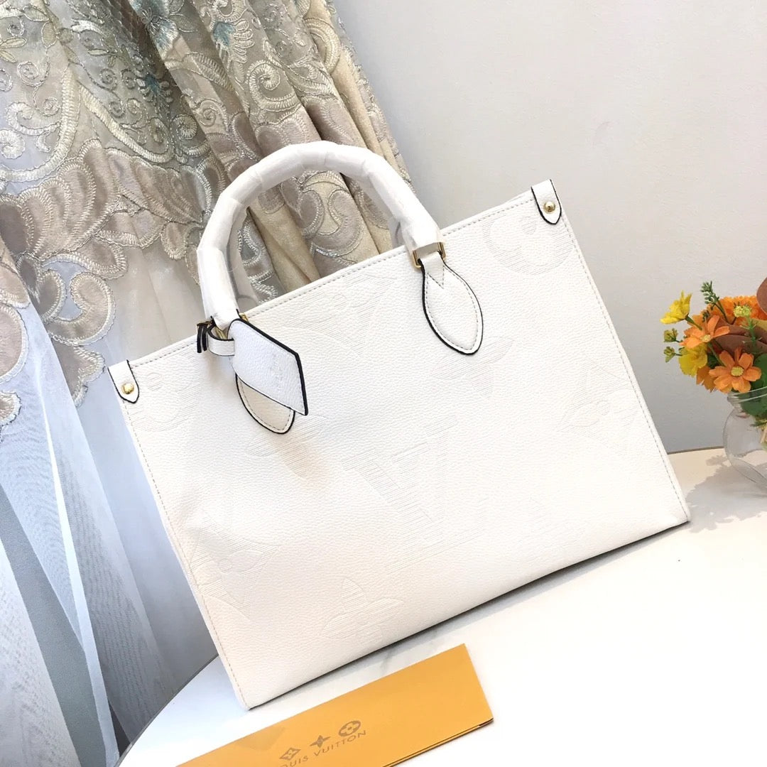 Embossed Monogram Structured Tote Bag- 4 colors