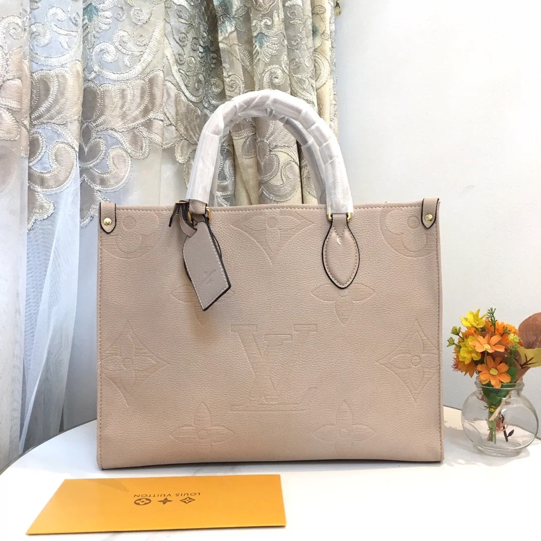 Embossed Monogram Structured Tote Bag- 4 colors