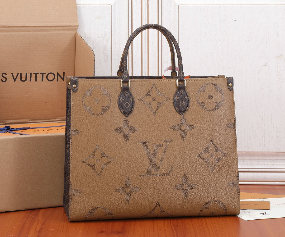 Two-Tone Monogram Structured Tote Bag