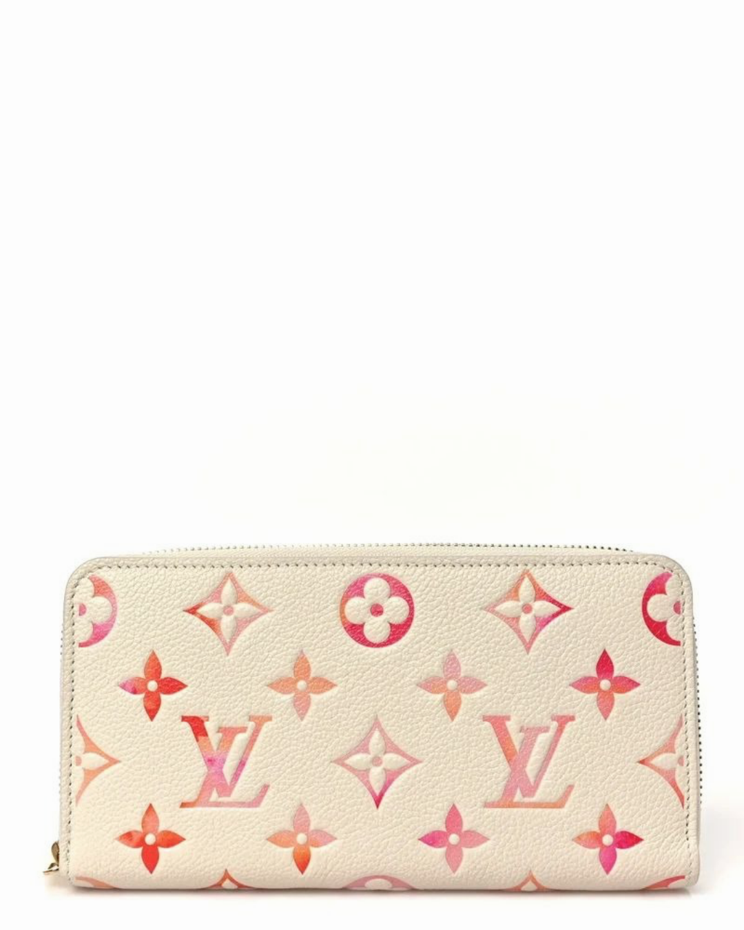 Cream Multicolor Monogram Zip-Around Wallet – Pink & Coral