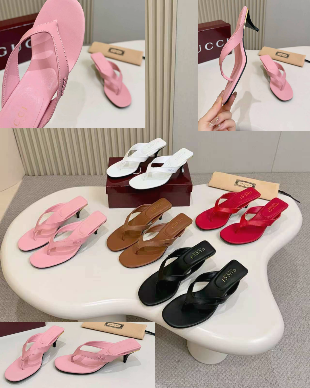 Thong Sandals with Kitten Heels