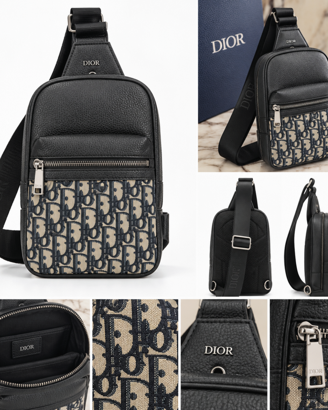 Oblique Monogram Crossbody Sling Bag – Black