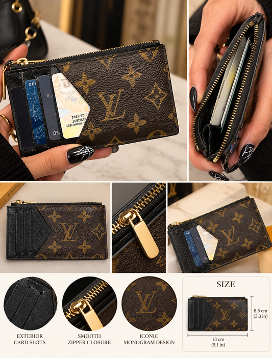 Monogram Zip Card Holder Wallet