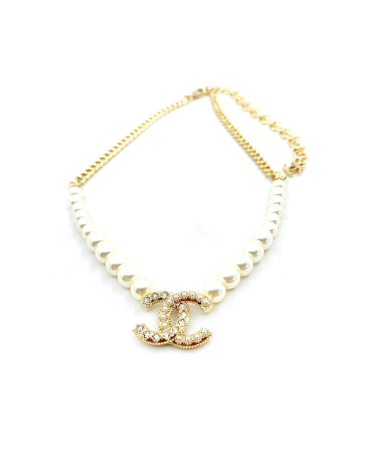 Pearl Bead Crystal Pendant Necklace