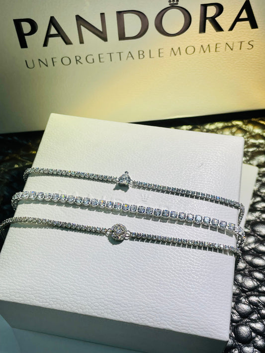 Silver-Tone Crystal Tennis Bracelet – Classic, Heart & Halo Styles