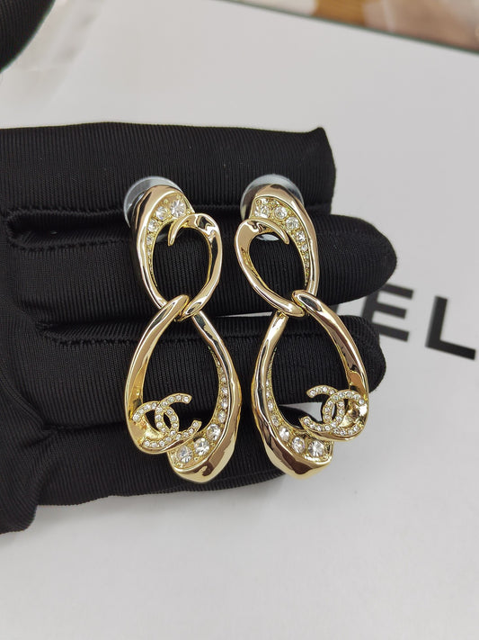 Gold Interlocking Crystal Drop Earrings