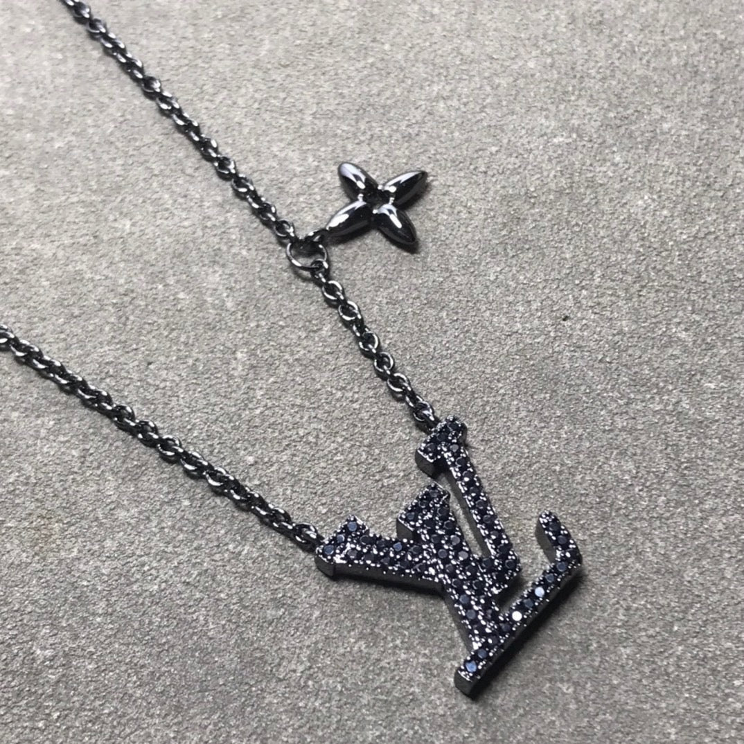 L Necklace Black or Blue