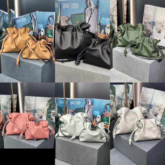 Women's Soft Ruched Drawstring Shoulder & Crossbody Bag – Large & Small