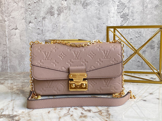 Luxe Embossed Monogram Chain Shoulder Bag