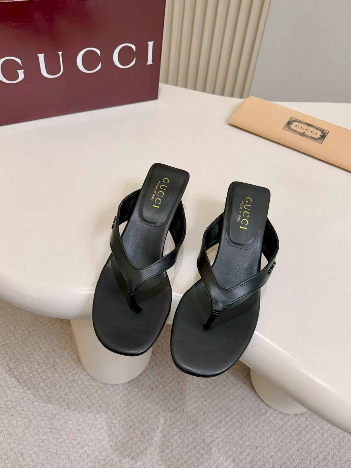 Thong Sandals with Kitten Heels
