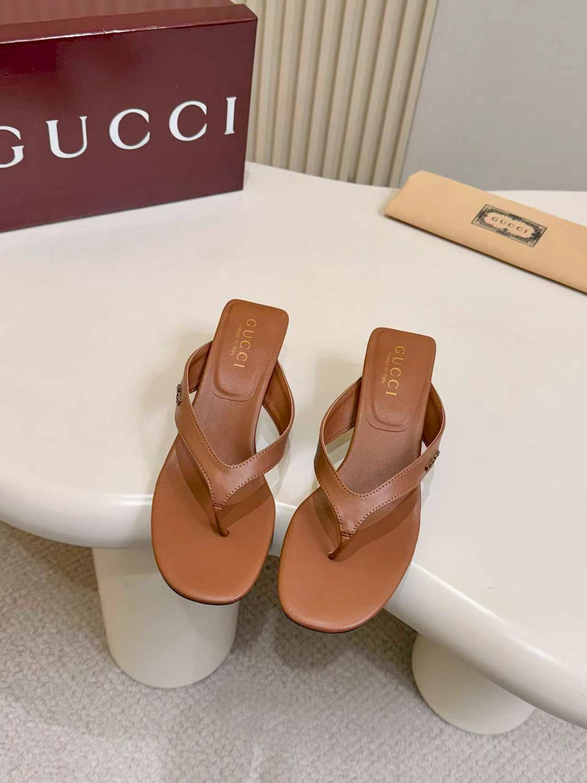 Thong Sandals with Kitten Heels