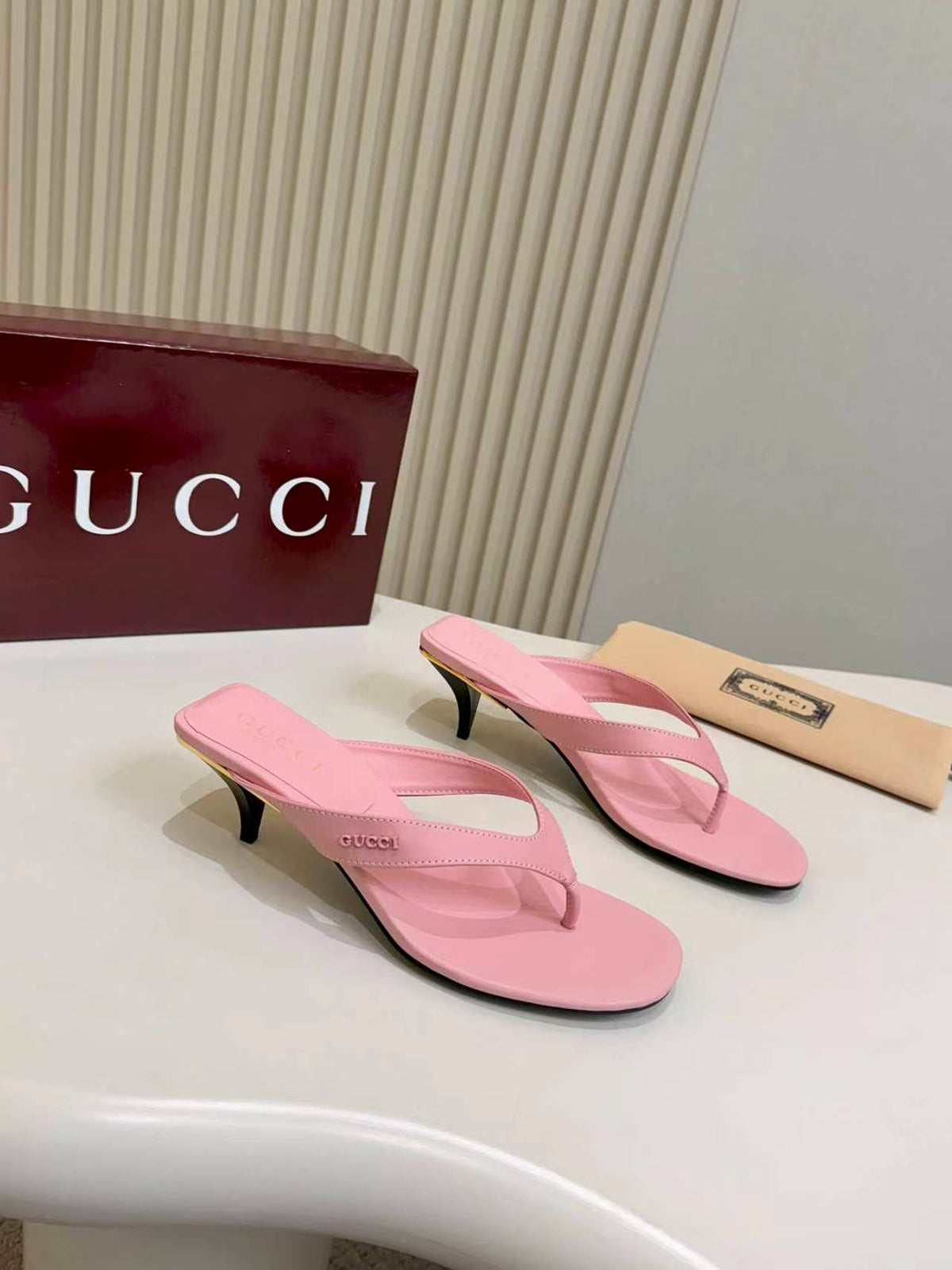 Thong Sandals with Kitten Heels