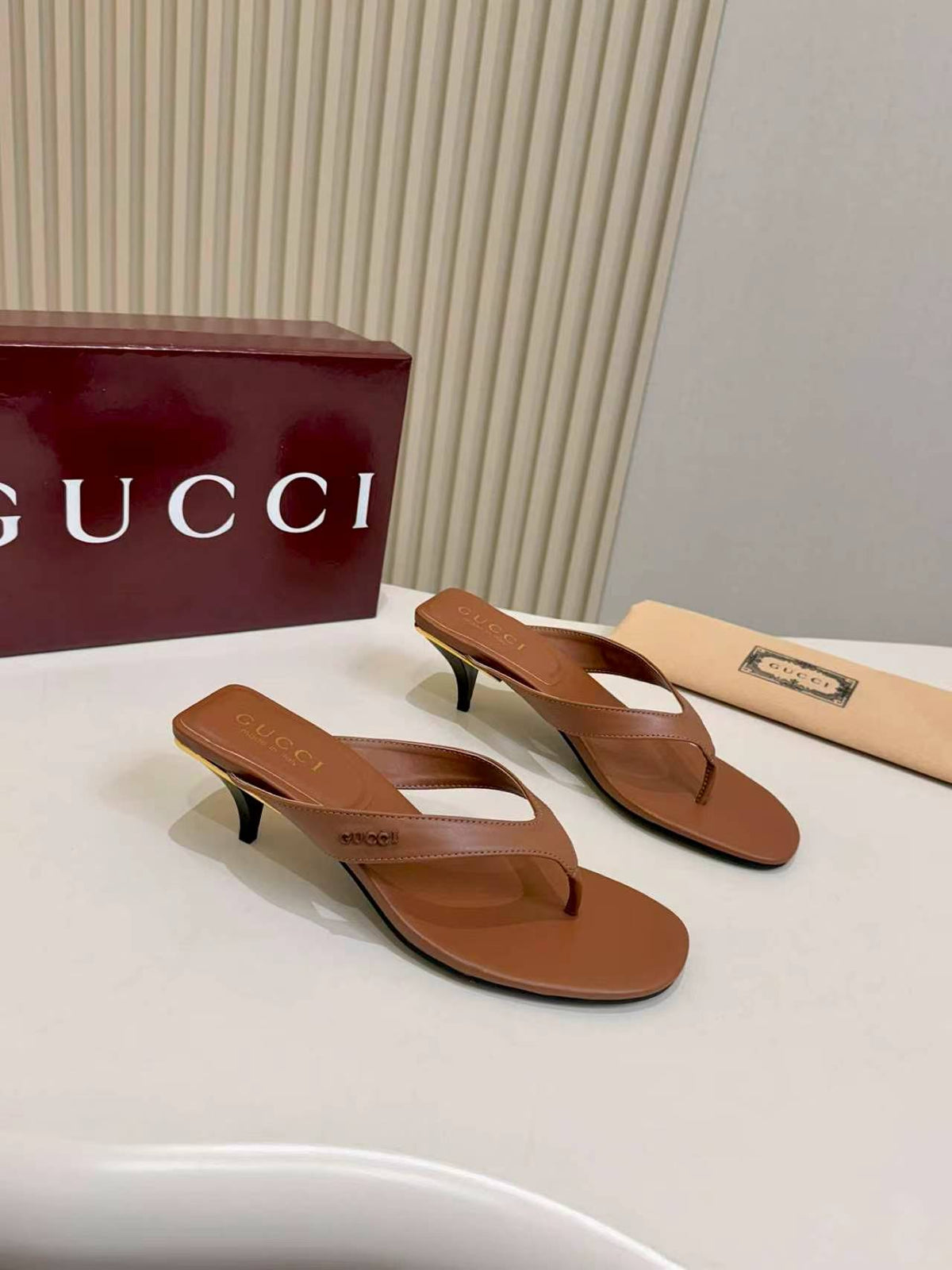 Thong Sandals with Kitten Heels