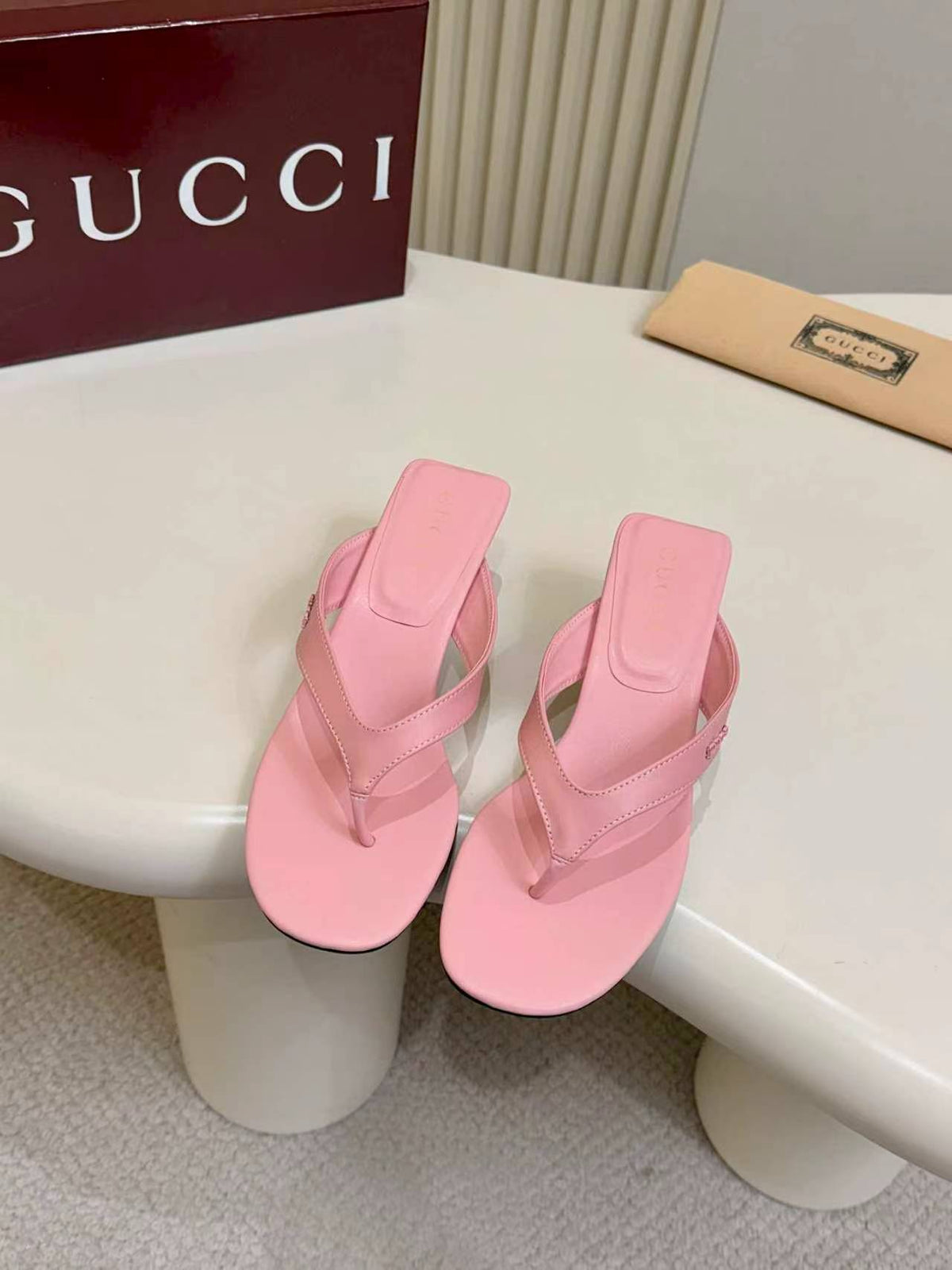 Thong Sandals with Kitten Heels