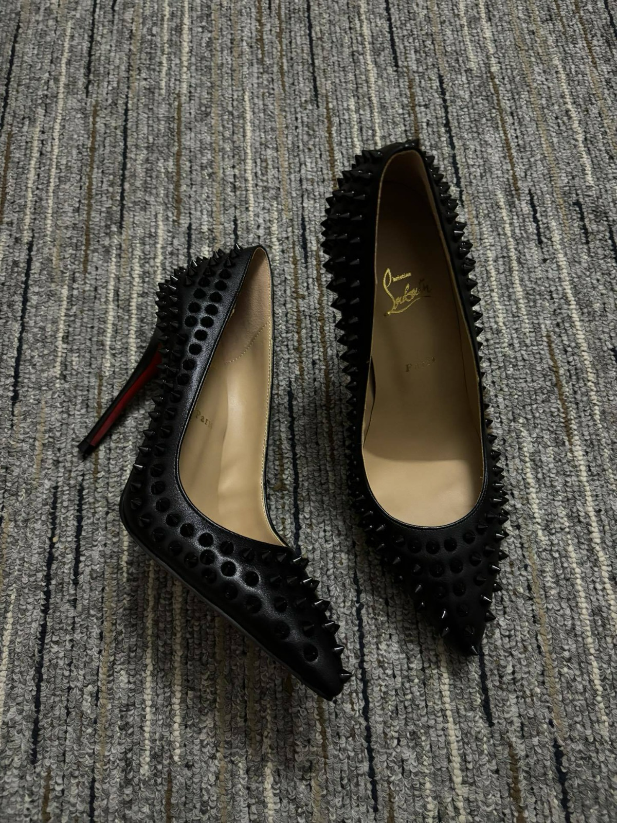 Black Spiked Studded Pointed Toe Stiletto Pumps
