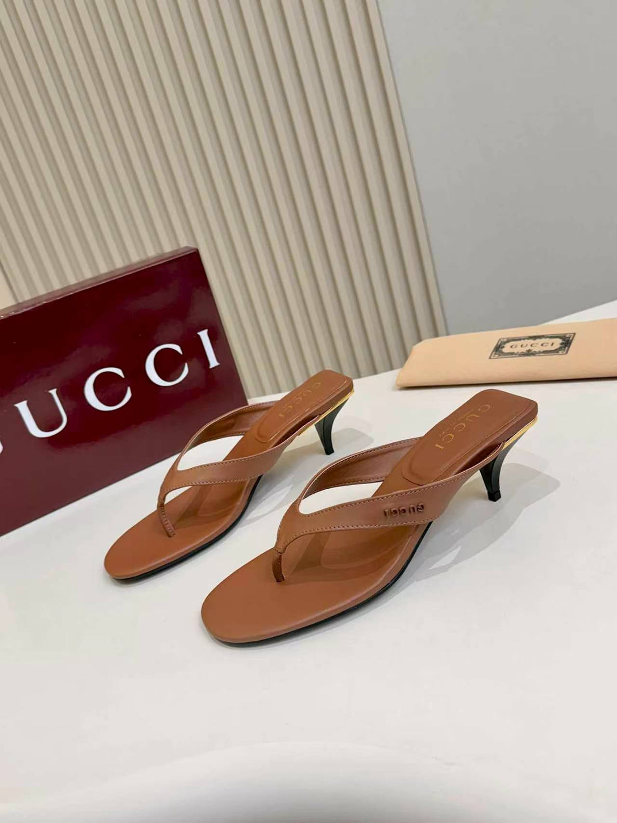 Thong Sandals with Kitten Heels
