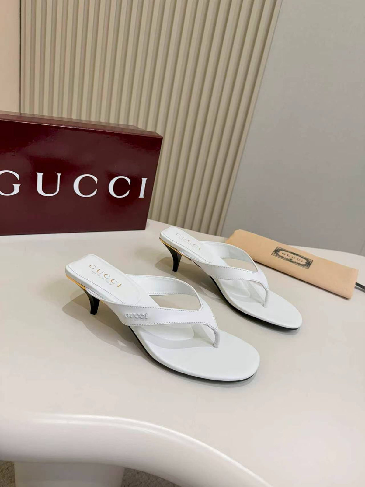 Thong Sandals with Kitten Heels