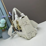 LADY D-LITE BAG White Embroidery with Macramé 24*20*11cm