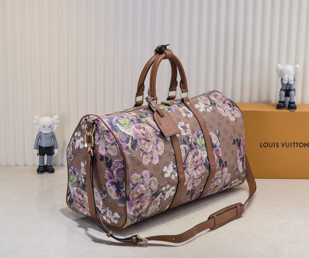 L * Keepall Bandouliere floral pattern of buttercups Duffle