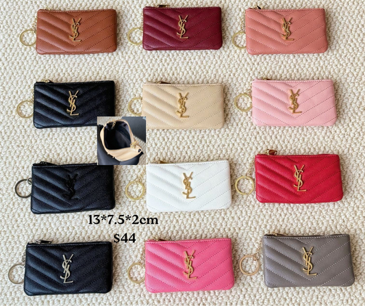 Quilted Mini Keychain Wallet – Zip Card Holder | Multiple Colors