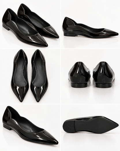 Black Patent Leather Pointed Toe D'Orsay Ballet