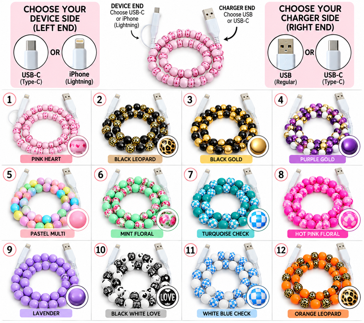 4-in-1 Beaded Charging Cable