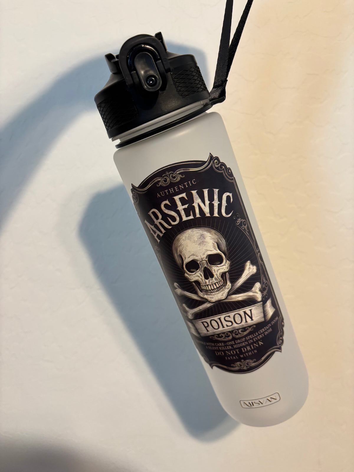 Arsenic & Poison Skull Water Bottle – 32 oz | Gothic Hydration Tracker