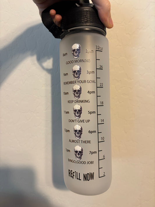 Arsenic & Poison Skull Water Bottle – 32 oz | Gothic Hydration Tracker