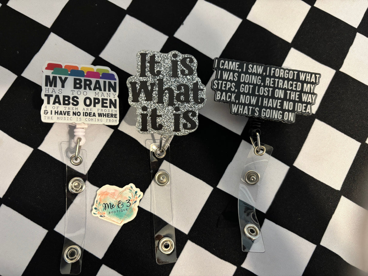 Funny & Sassy Retractable Badge Reels – 3 Styles | Only 1 of Each Available