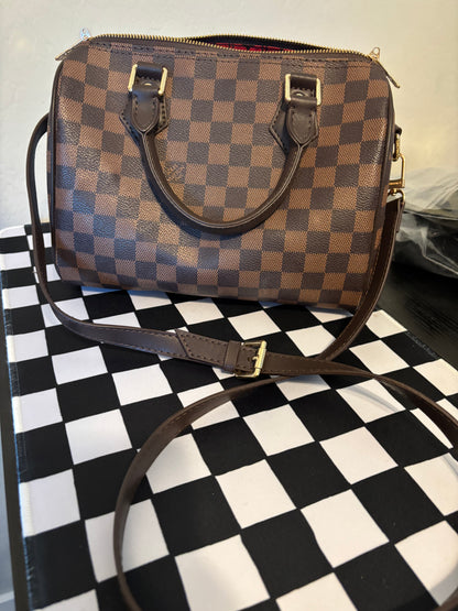 Classic Checkered Satchel Handbag – Pre-Loved | Only 1 Available