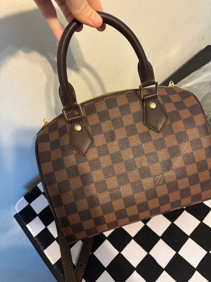 Classic Checkered Satchel Handbag – Pre-Loved | Only 1 Available