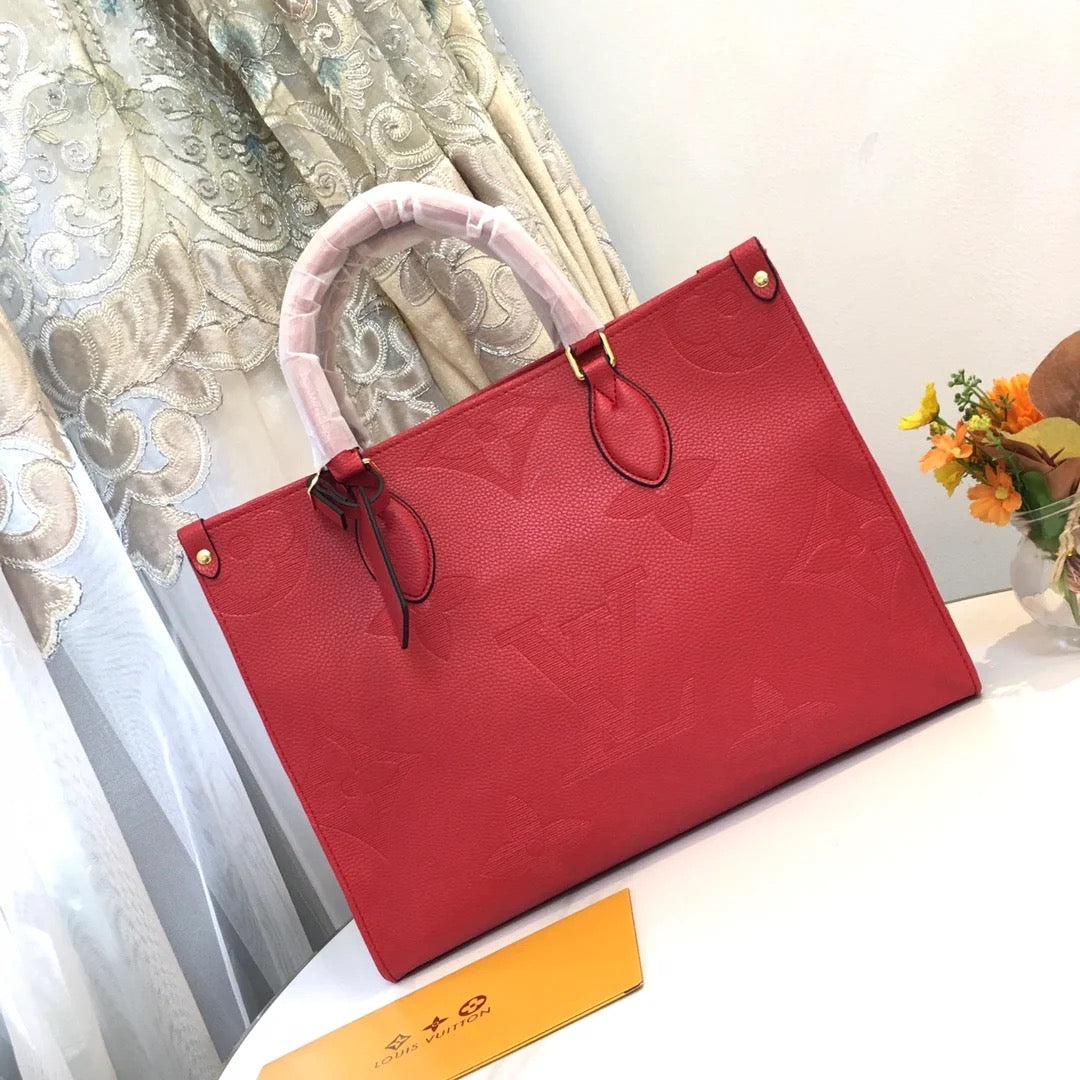 Embossed Monogram Structured Tote Bag- 4 colors