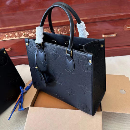 Black Embossed Monogram Structured Tote Bag