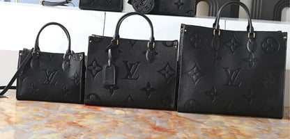 Black Embossed Monogram Structured Tote Bag