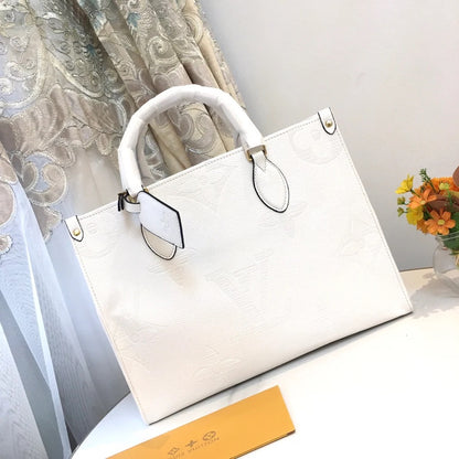 Embossed Monogram Structured Tote Bag- 4 colors