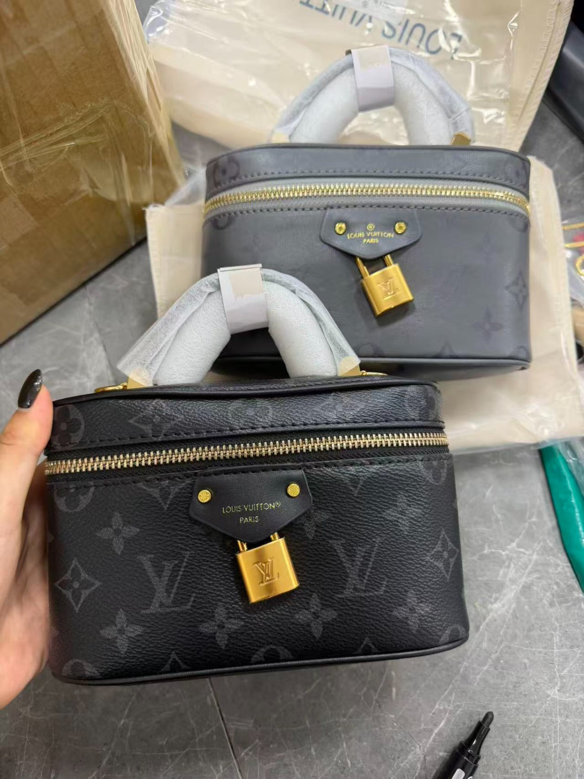 Monogram Vanity Case Bag with Gold Padlock Detail