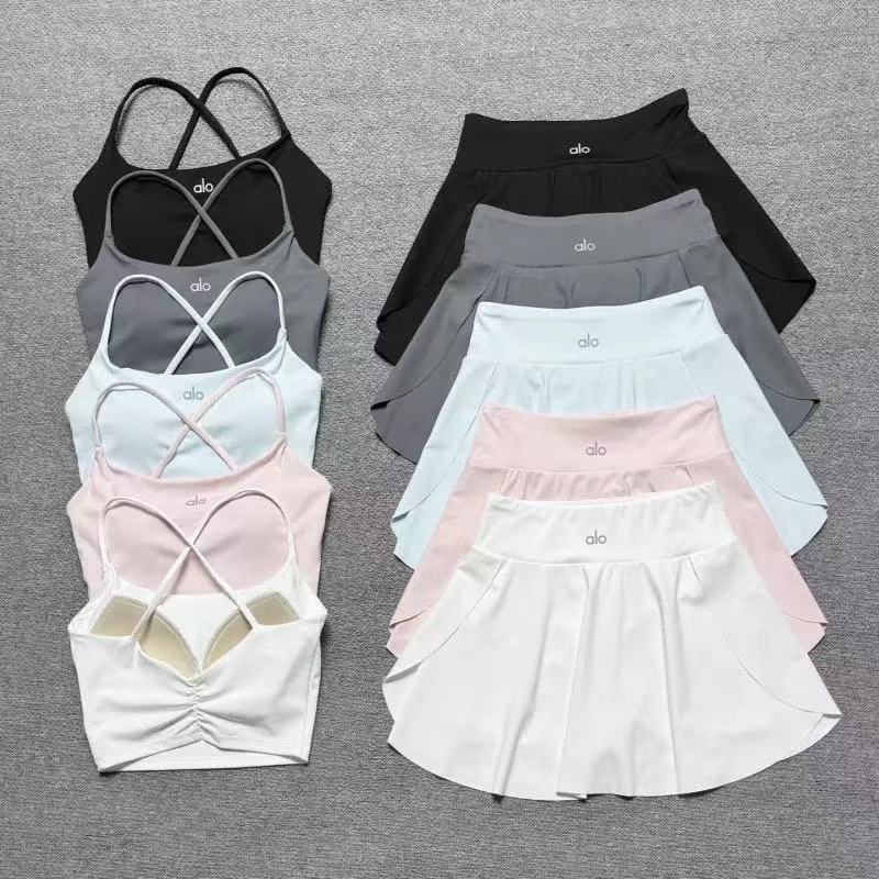 Crisscross Back Cami Top & Flowy Tennis Skort Set – Multiple Colors