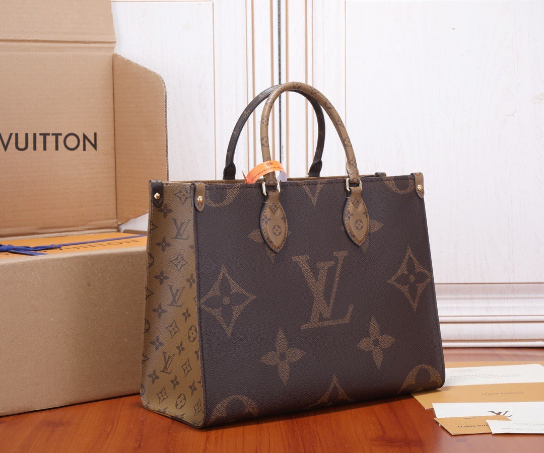 Two-Tone Monogram Structured Tote Bag